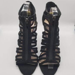 Nine West Black Suede Zippered  Gladiator Heels
